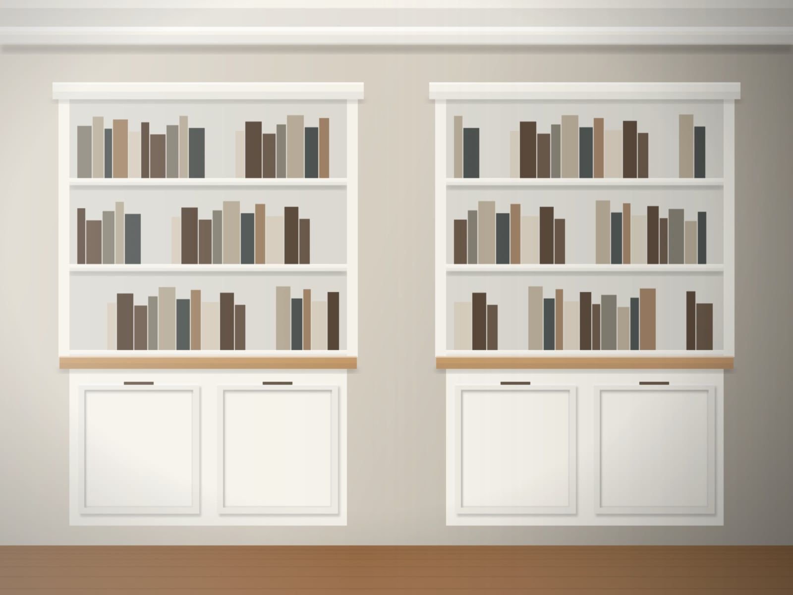 Built-in bookcases with lower cabinets