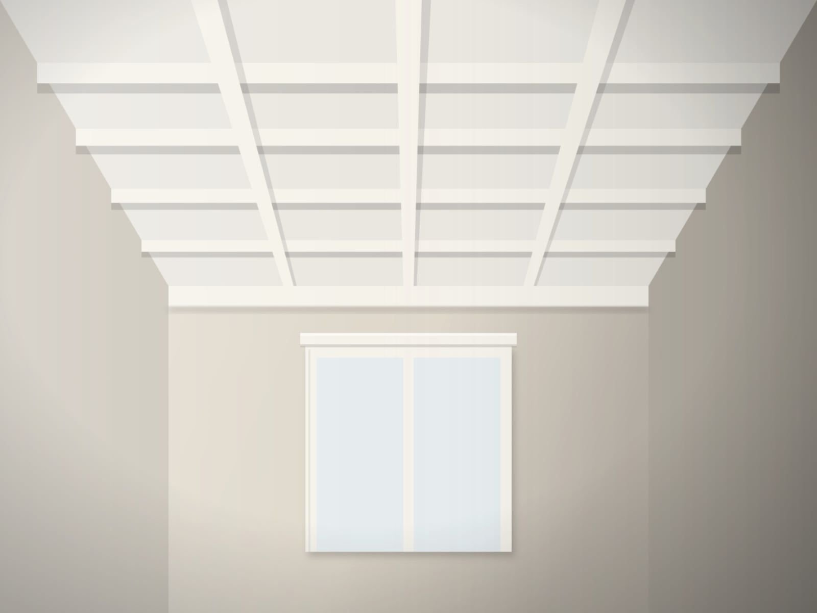 Coffered ceiling in a living room